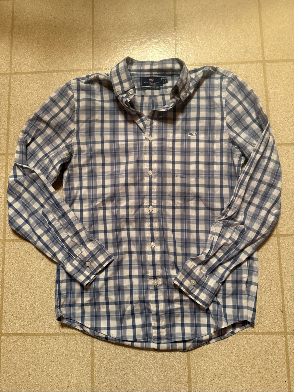 Vineyard Vines Blue Plaid Button-Down Shirt Small